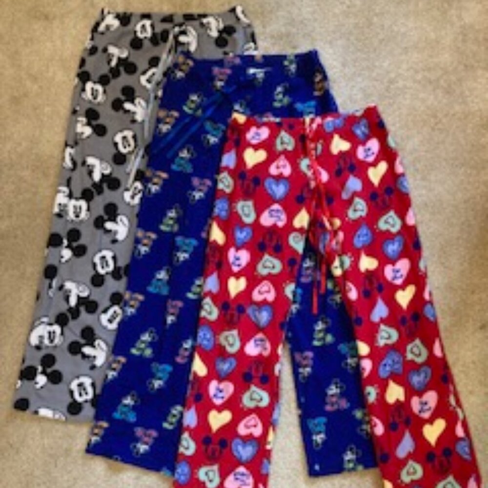 Disney 3 PJ  Fleece Pants Bundle in Small (Red, Blue, Gray)